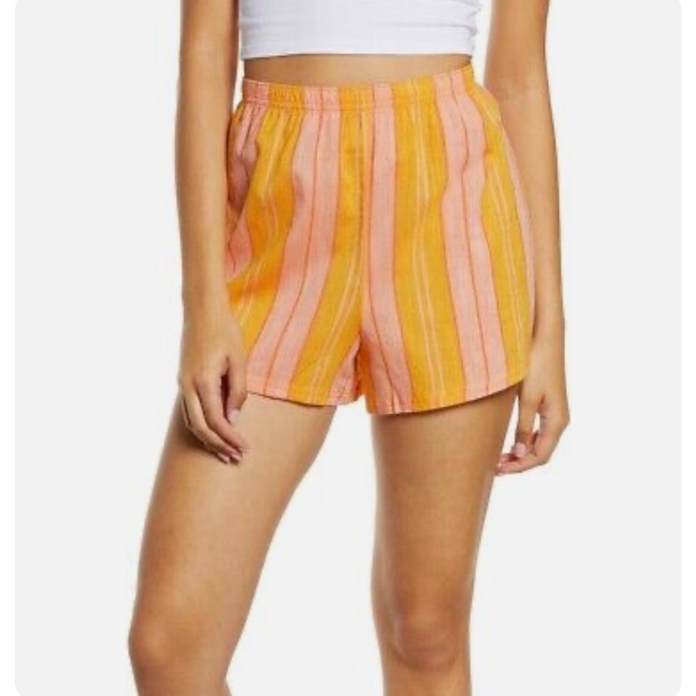 BP. Boyfriend Stripe Pajama Shorts In YELLOW BUTTER EMMY STRIPE Large